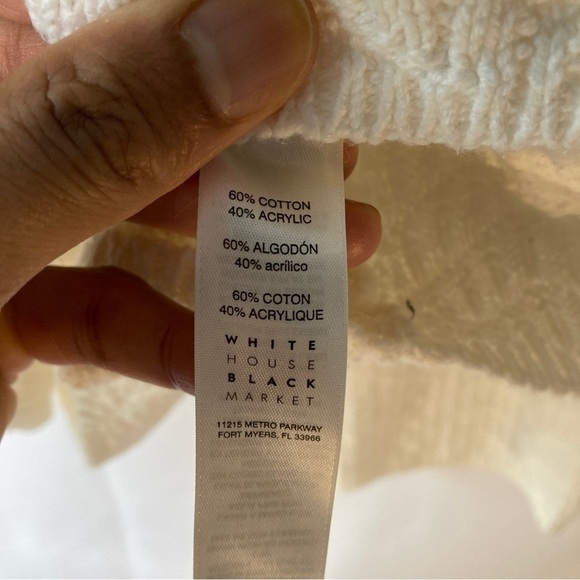 WHBM Women's Ivory Mock Neck Embellished Fringed Cable Knit Sweater Size Small - Picture 5 of 11